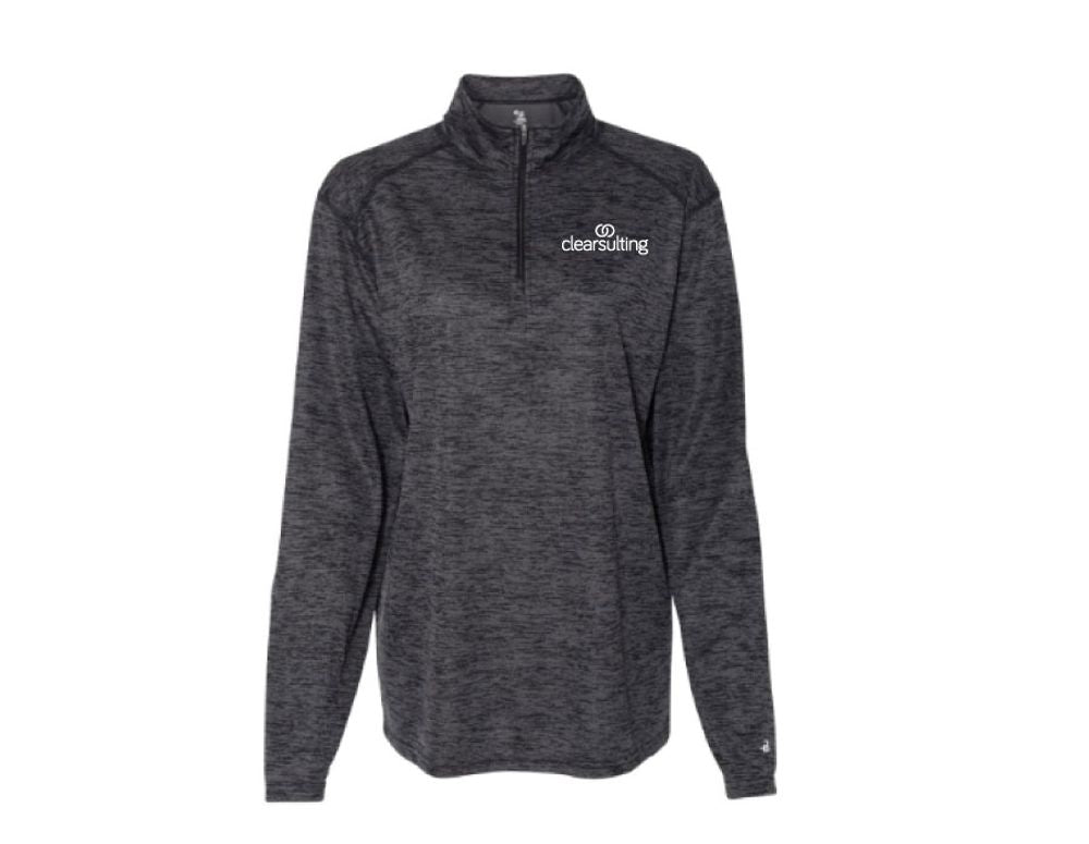 (Black) Tonal Blend Quarter-Zip Pullover